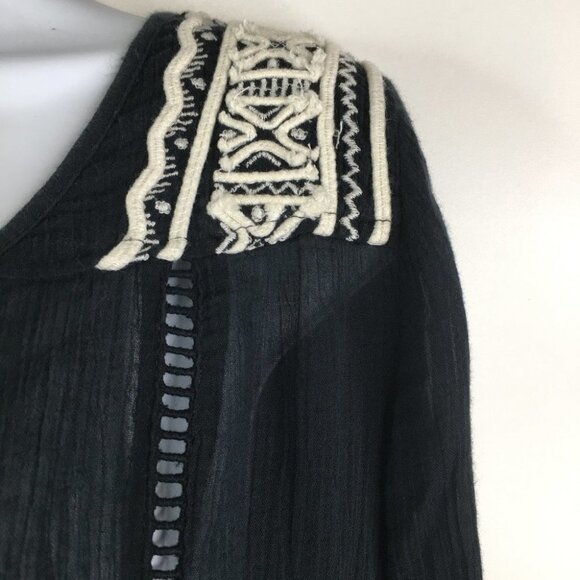 Billabong  see through  black boho long sleeve blouse - Picture 5 of 13